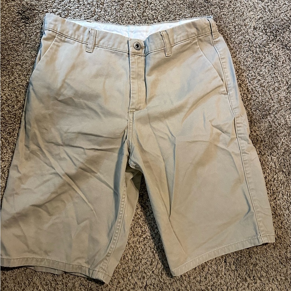 DC Men's Light Khaki Flat Front Shorts